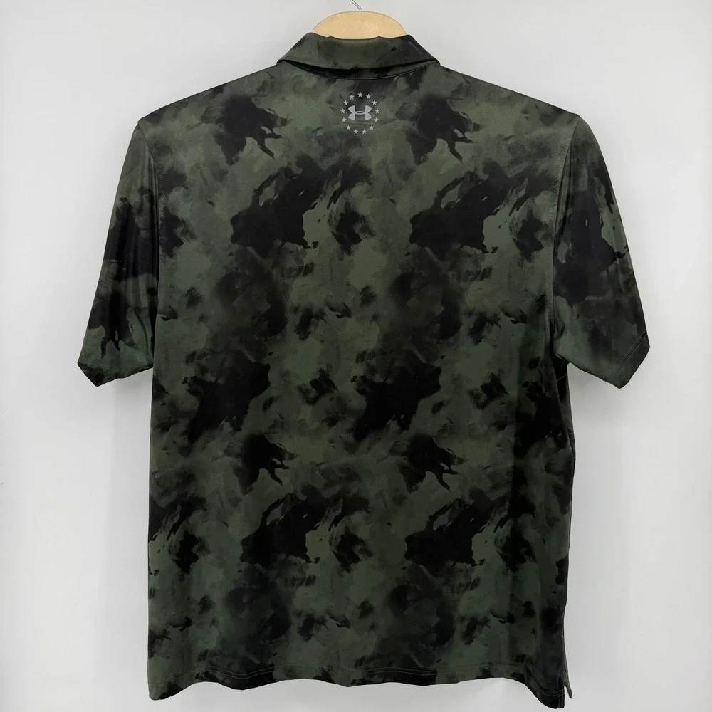 Under Armour Polo Shirt Mens 3XL Green Camo Wounded Warrior Project HeatGear